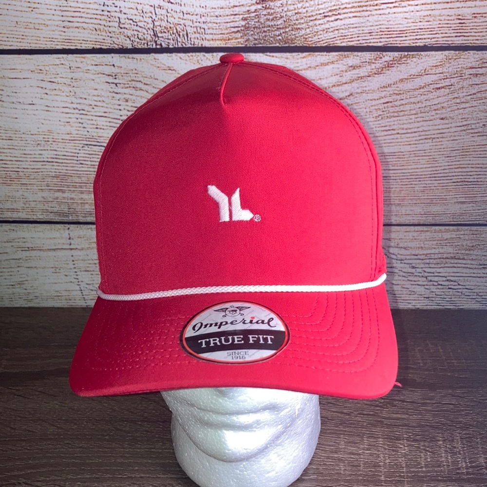 NWT Imperial Gold Red Rope Hat Fort Worth Young Life Logo
